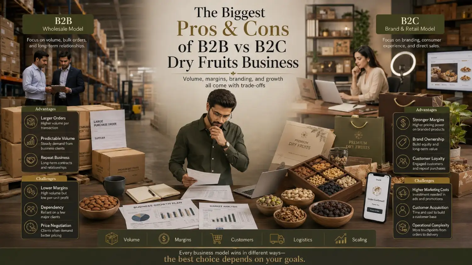 The biggest pros and cons of B2B vs B2C dry fruits business